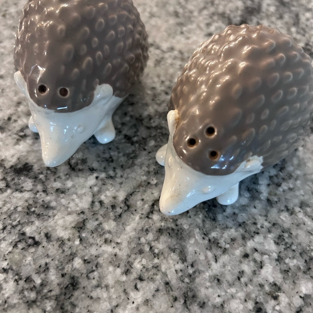 Adorable Hedgehog Salt and Pepper Shakers - Brown and White